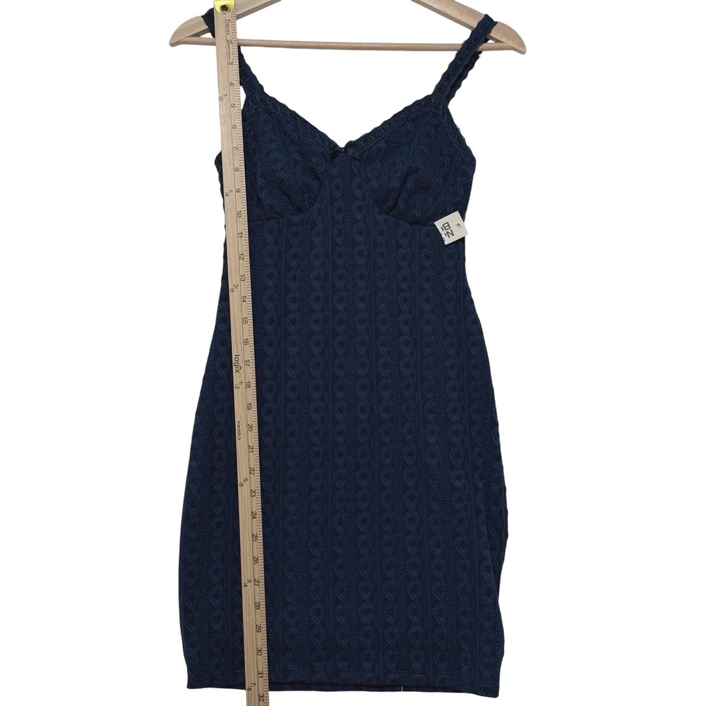 Short Lace Knit Mini Dress Navy Blue XS Y2K Soft Girl Date‎ Night - Picture 8 of 9